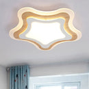 Modern triangular wood led flush mount kids bedroom light
