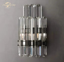 Modern two tier crystal led wall sconce bedroom light black & clear