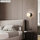 Modern volcanic stone and white glass wall lamp living room