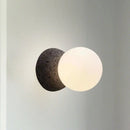 Modern volcanic stone and white glass wall lamp living room