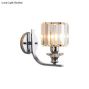 DecorBites™ Modern Wall Mount Lamp | 1 Bulb Sconce Light for Living Room | Chrome Finish with Crystal Cone/Cylinder Shade
