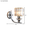DecorBites™ Modern Wall Mount Lamp | 1 Bulb Sconce Light for Living Room | Chrome Finish with Crystal Cone/Cylinder Shade