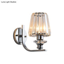 DecorBites™ Modern Wall Mount Lamp | 1 Bulb Sconce Light for Living Room | Chrome Finish with Crystal Cone/Cylinder Shade