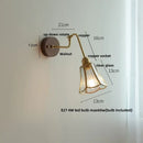 Modern walnut and brass clear glass led wall sconce stair light