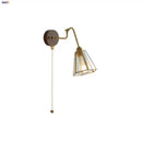 Modern walnut and brass clear glass led wall sconce stair light