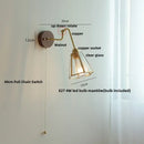Modern walnut and brass clear glass led wall sconce stair light
