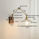 Modern walnut & brass led wall light bedroom glass sconce