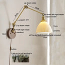 Modern walnut & brass led wall light bedroom glass sconce