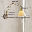 Modern walnut & brass led wall light bedroom glass sconce