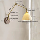 Modern walnut & brass led wall light bedroom glass sconce