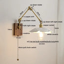 Modern walnut & brass led wall light bedroom glass sconce