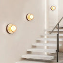 Modern walnut & cork led wall lamp bedroom circular sconce