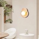 Modern walnut & cork led wall lamp bedroom circular sconce
