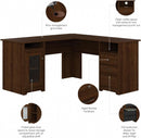 Modern Walnut L Shaped Computer Desk with Drawers