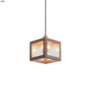Modern walnut wood and clear glass cube pendant light dining room