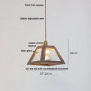 Modern walnut wood and clear glass cube pendant light dining room