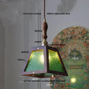 Modern walnut wood and clear glass cube pendant light dining room