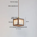 Modern walnut wood and clear glass cube pendant light dining room