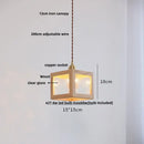 Modern walnut wood and clear glass cube pendant light dining room
