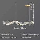 Modern wave gold acrylic led pendant lamp dining room
