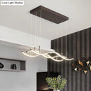 DecorBites™ Wavy Metallic Linear Island Pendant LED Light in Coffee with Warm/White Illumination - Minimalist Design