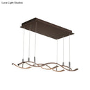 DecorBites™ Wavy Metallic Linear Island Pendant LED Light in Coffee with Warm/White Illumination - Minimalist Design