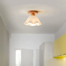 Modern wavy frosted glass decorbites led wood ceiling lamp bedroom