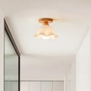 Modern wavy frosted glass decorbites led wood ceiling lamp bedroom
