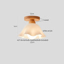 Modern wavy frosted glass decorbites led wood ceiling lamp bedroom
