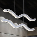 Modern wavy silver stainless steel hanging light kitchen fixture