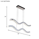 Modern wavy silver stainless steel hanging light kitchen fixture