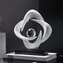 Modern white abstract resin sculpture living room glass sphere decor