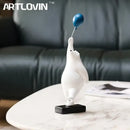 Modern white and blue flying bear balloon living room figurine