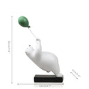 Modern white and blue flying bear balloon living room figurine