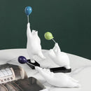 Modern white and blue flying bear balloon living room figurine