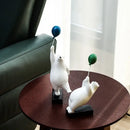 Modern white and blue flying bear balloon living room figurine