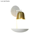 Modern white and brass bell metal sconce bedroom wall lamp