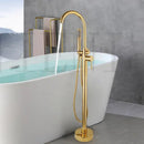 Modern white and chrome bathtub faucet set – bathroom floor mount