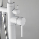 Modern white and chrome bathtub faucet set – bathroom floor mount