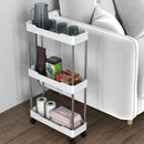 Modern white and chrome rolling utility cart bathroom storage rack