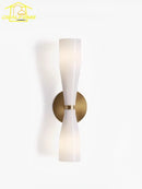 Modern white and copper wall lamp bedroom frosted glass sconce