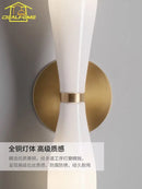 Modern white and copper wall lamp bedroom frosted glass sconce
