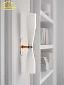 Modern white and copper wall lamp bedroom frosted glass sconce