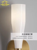 Modern white and copper wall lamp bedroom frosted glass sconce