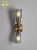 Modern white and copper wall lamp bedroom frosted glass sconce