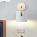 Modern white and gold cylinder wall lamp bedroom sconce light fixture