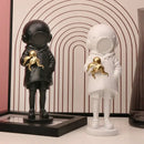 Modern white and gold deepsea diver sculpture living room decor