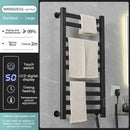 Modern white and gold electric towel radiator – bathroom storage shelf