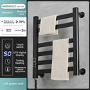 Modern white and gold electric towel radiator – bathroom storage shelf