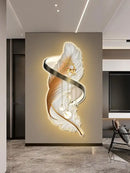 Modern white and gold feather led wall lamp bedroom sculpture